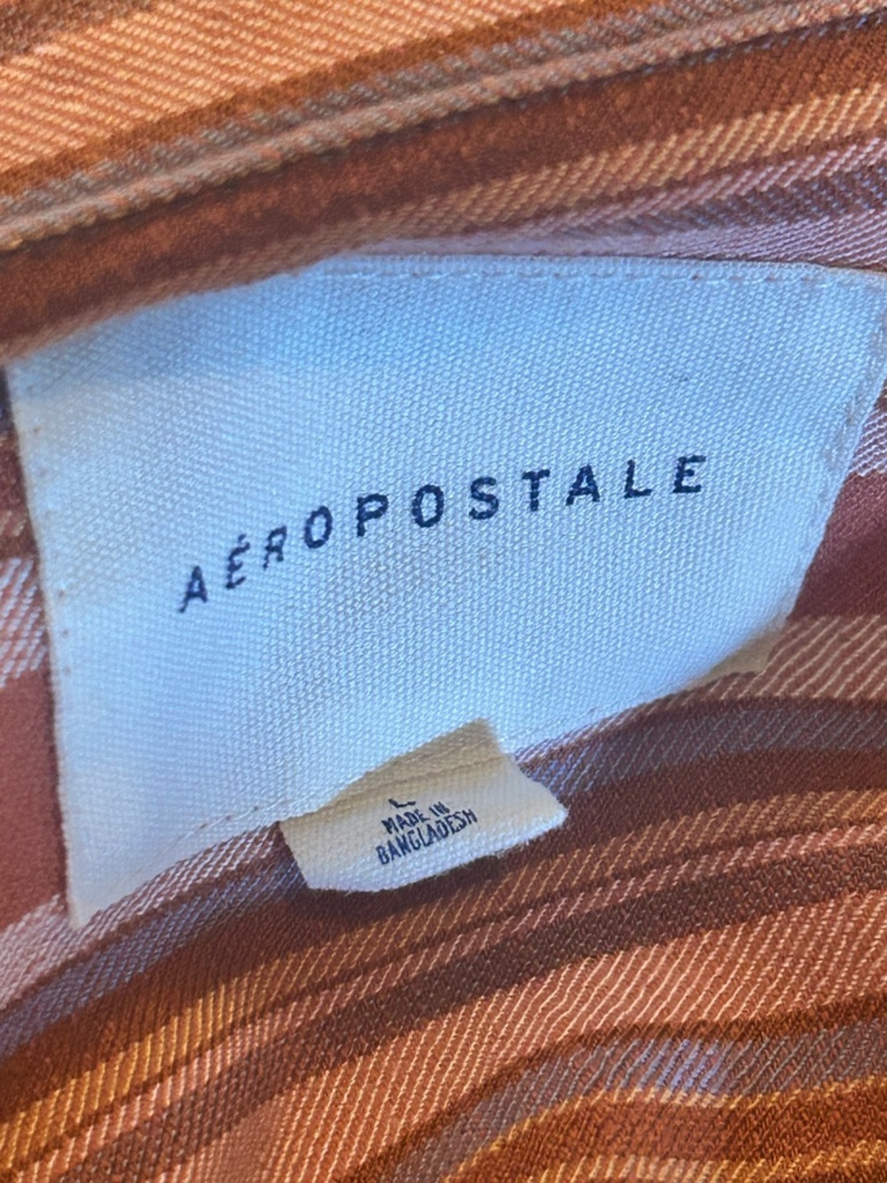 Aeropostale Striped Shirt Jacket in Rust, Cream, and Brown - Picture 6 of 6